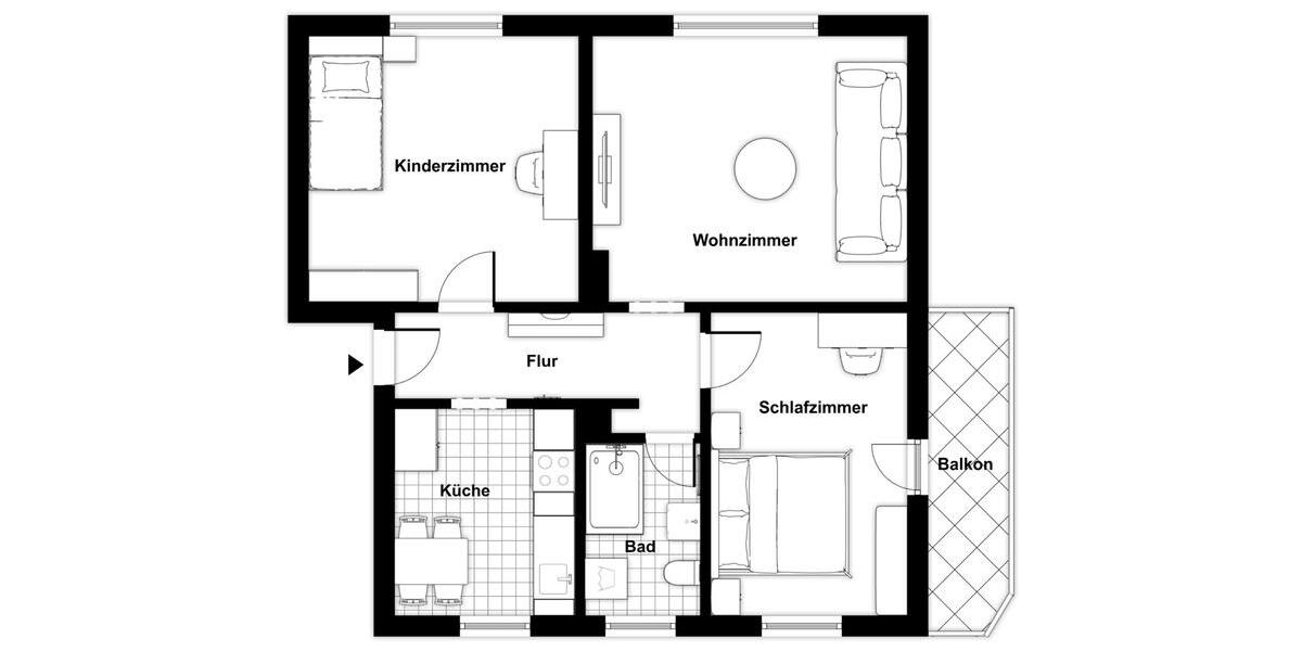 Etagenwohnung Gütersloh - 3 Zimmer, 69 m&sup2;, 812&euro; | Angebot:26492198