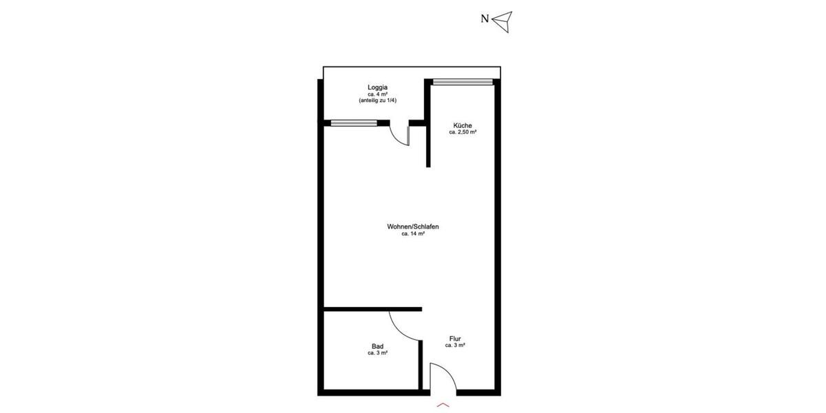 Etagenwohnung Hamburg Niendorf - 1 Zimmer, 24 m&sup2;, 900&euro; | Angebot:26553758