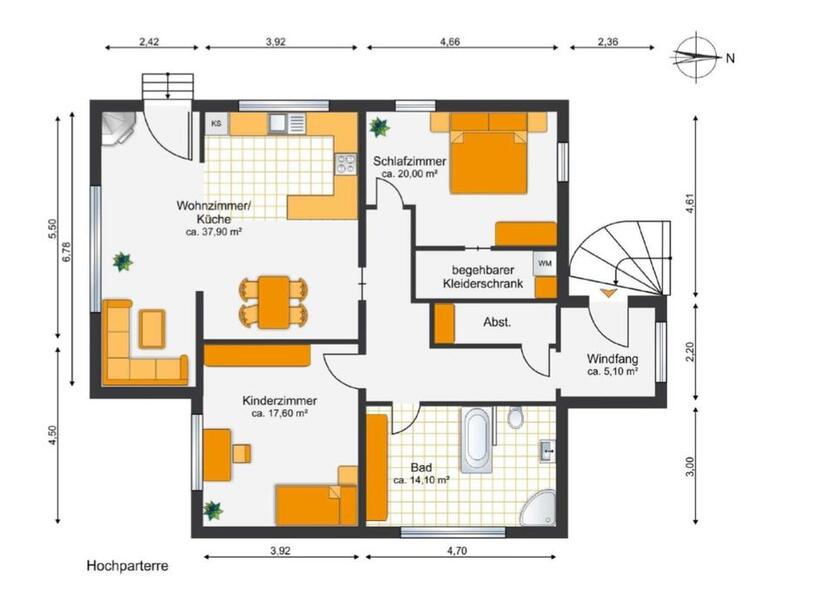 Großzügige 3-Zimmer-Wohnung mit Garten & Kamin – 100 m² i