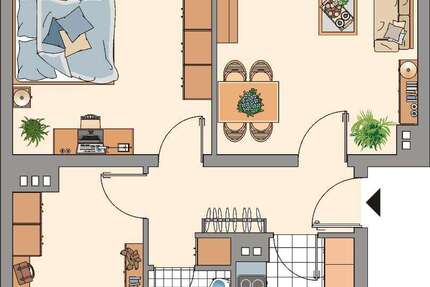 Wohnung Remscheid Klausen - 3 Zimmer, 63 m&sup2;, 529&euro; | Angebot:26150000