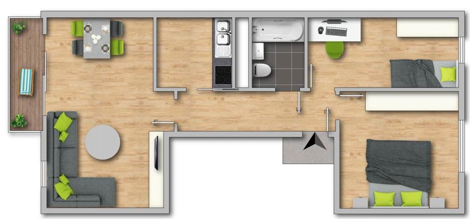 Etagenwohnung Eisenach - 3 Zimmer, 61 m&sup2;, 380&euro; | Angebot:26424062