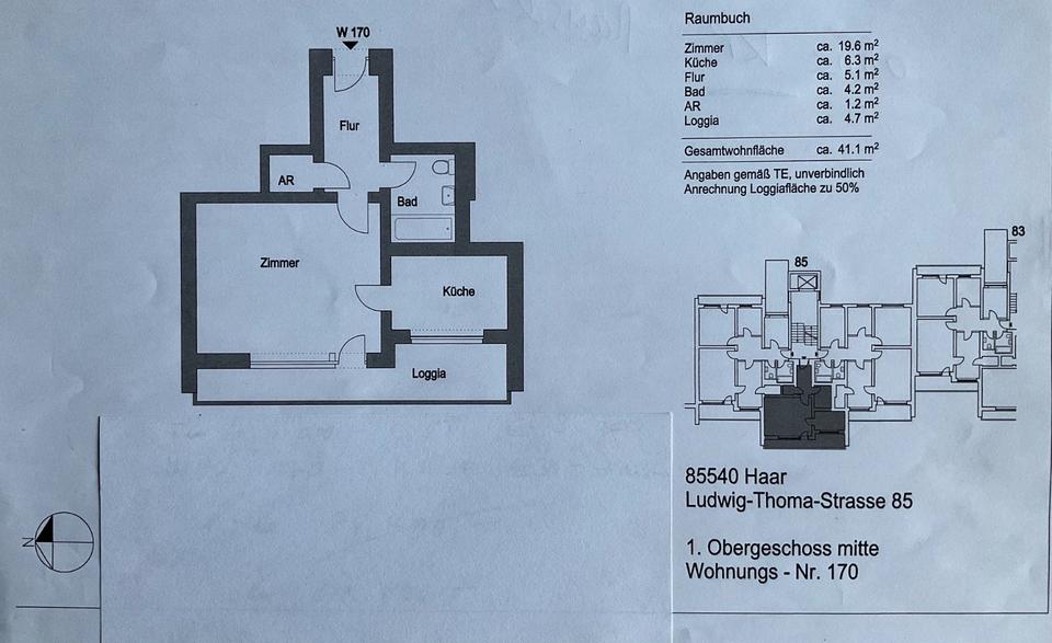 Etagenwohnung Höhenkirchen-Siegertsbrunn Siegertsbrunn - 1 Zimmer, 41 m&sup2;, 780&euro; | Angebot:26024592