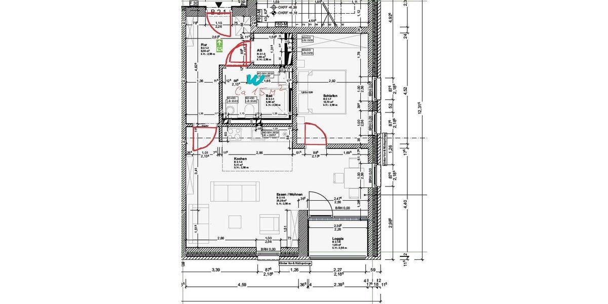 Etagenwohnung Münster Münster-Ost - 2 Zimmer, 62 m&sup2;, 772&euro; | Angebot:26663104