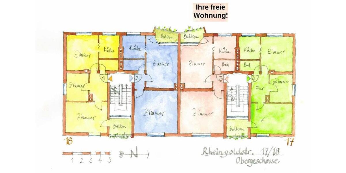 Etagenwohnung Braunschweig Lehndorf-Watenbüttel - 2 Zimmer, 47 m&sup2;, 314&euro; | Angebot:26297102