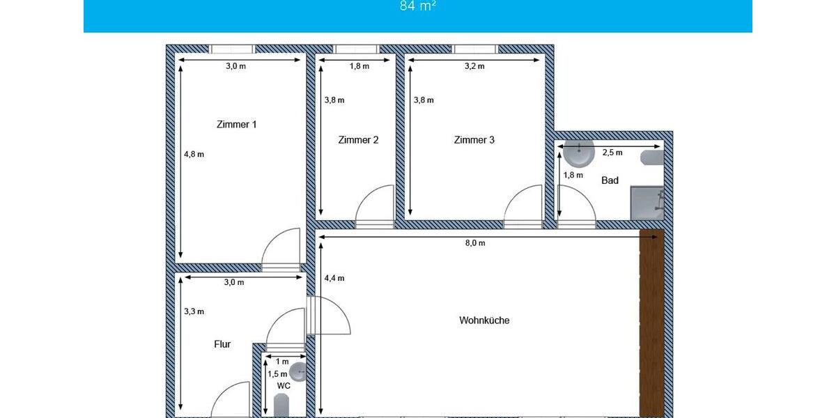 Etagenwohnung Hohenwestedt - 4 Zimmer, 84 m&sup2;, 1.075&euro; | Angebot:26592705