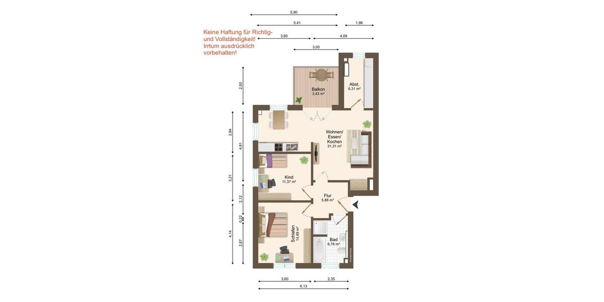 Etagenwohnung Hennstedt - 3 Zimmer, 80 m&sup2;, 860&euro; | Angebot:23457101