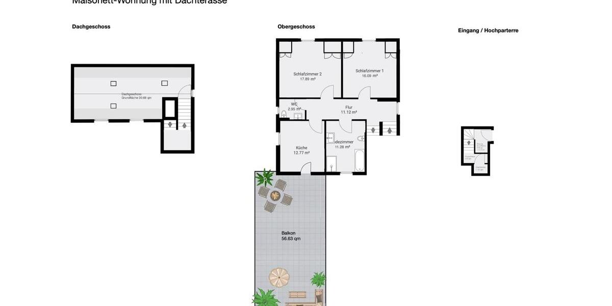Maisonettenwohnung Groß-Gerau Gerau - 3 Zimmer, 115 m&sup2;, 1.640&euro; | Angebot:26040924
