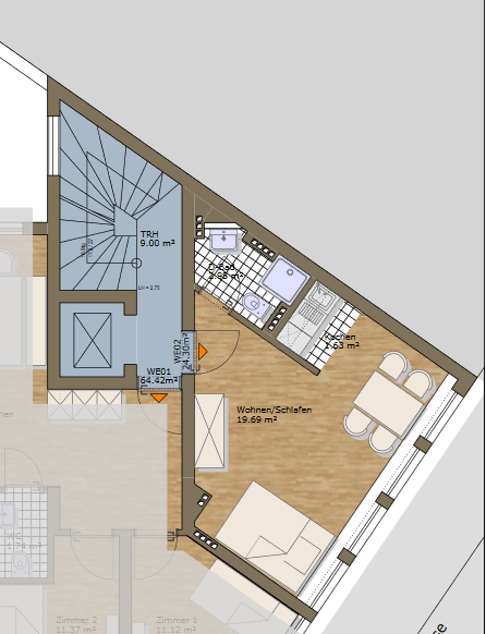 Etagenwohnung Aachen Burtscheid - 1 Zimmer, 25 m&sup2;, 465&euro; | Angebot:26837921