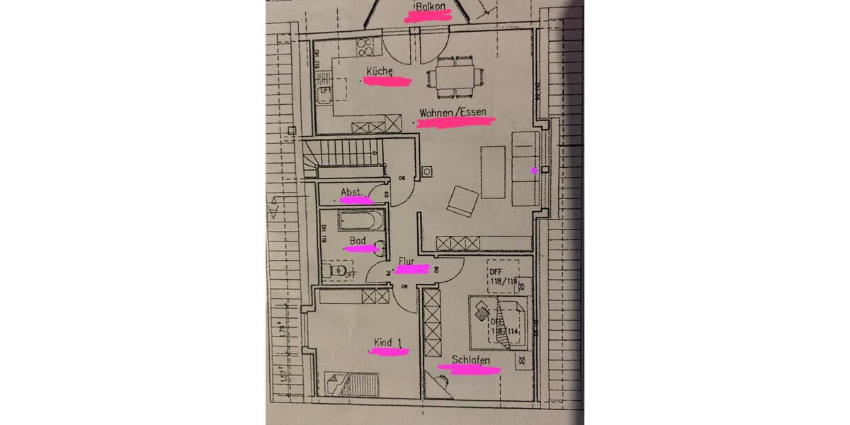 Dachgeschoßwohnung Waldaschaff - 3 Zimmer, 92 m&sup2;, 900&euro; | Angebot:26123425