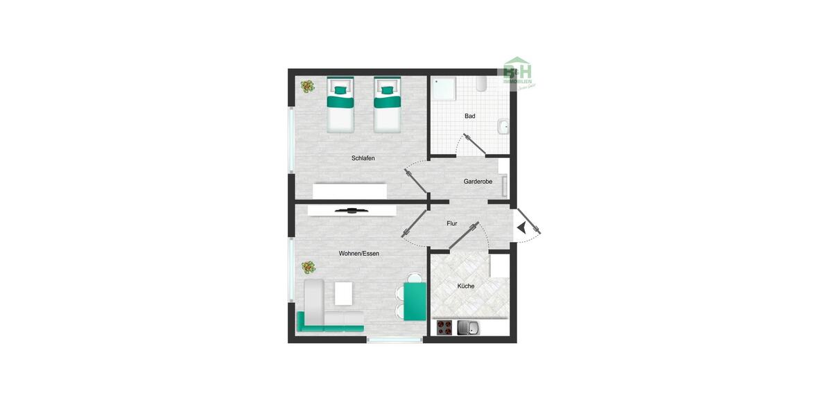 Etagenwohnung Sandersdorf-Brehna Brehna - 2 Zimmer, 48 m&sup2;, 344&euro; | Angebot:23794294