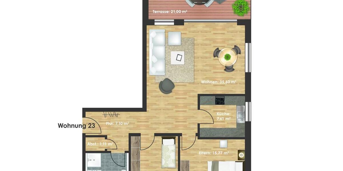 Erdgeschoßwohnung Beilngries - 3 Zimmer, 94 m&sup2;, 1.030&euro; | Angebot:26000064