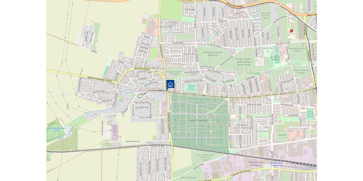 Etagenwohnung Magdeburg Diesdorf - 3 Zimmer, 59 m&sup2;, 412&euro; | Angebot:25999386