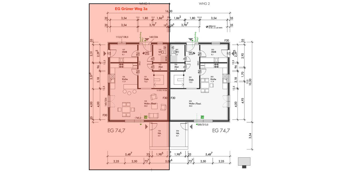 Doppelhaushälfte Bordesholm - 4 Zimmer, 133 m&sup2;, 1.745&euro; | Angebot:24655335