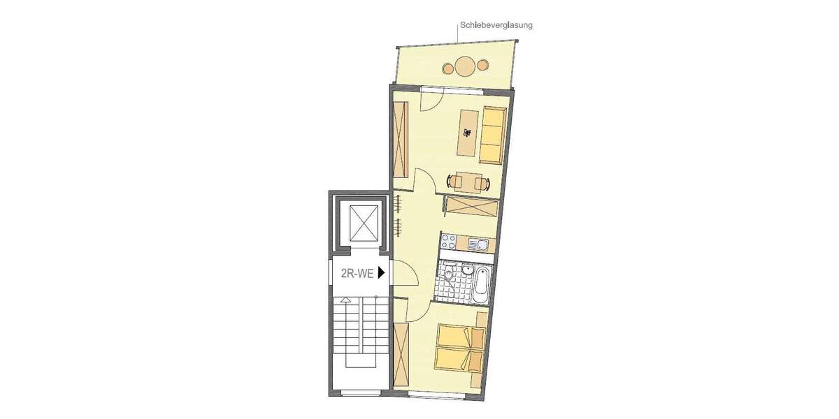 Etagenwohnung Gera Lusan - 2 Zimmer, 50 m&sup2;, 295&euro; | Angebot:25051302