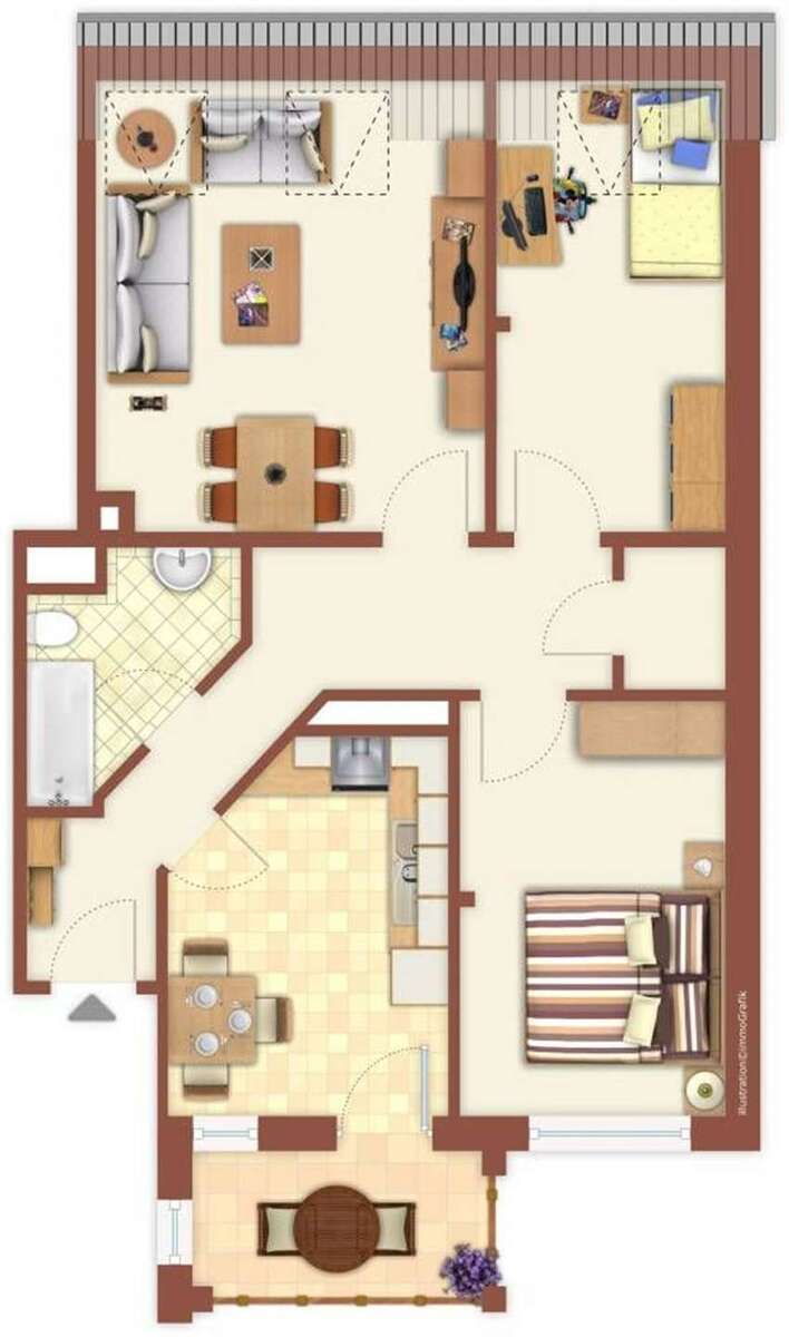komplett möblierte 3-Zim-Wohnung mit Balkon - auch kurzfristige Mietzeit möglich 3 zimmer