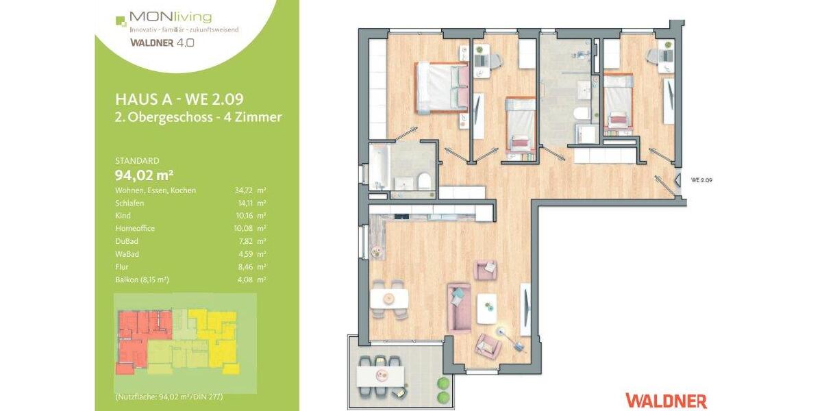 Etagenwohnung Monheim am Rhein - 4 Zimmer, 94 m&sup2;, 1.595&euro; | Angebot:26620055