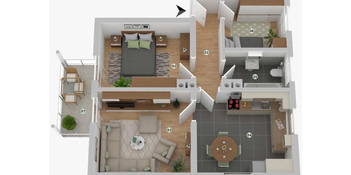 Erdgeschoßwohnung Straubing - 3 Zimmer, 63 m&sup2;, 950&euro; | Angebot:25868421