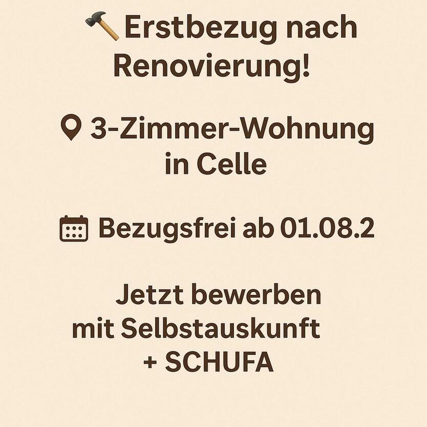 Frisch renovierte 3-Zimmer-Wohnung im Zweifamilienhaus - Celle