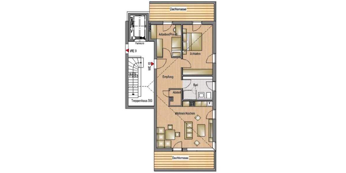 Moderne 3-Zimmer-Dachgeschoss-Wohnung mit 2 Dachterrassen in der Gartenstadt-Trudering 3 zimmer