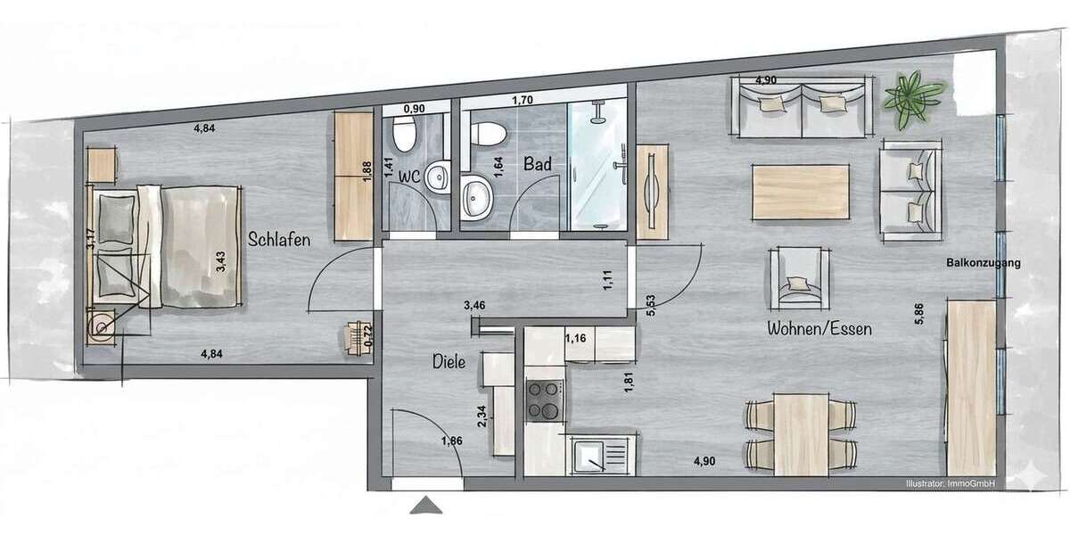 Etagenwohnung Bad Honnef Bondorf - 2 Zimmer, 63 m&sup2;, 819&euro; | Angebot:26333623