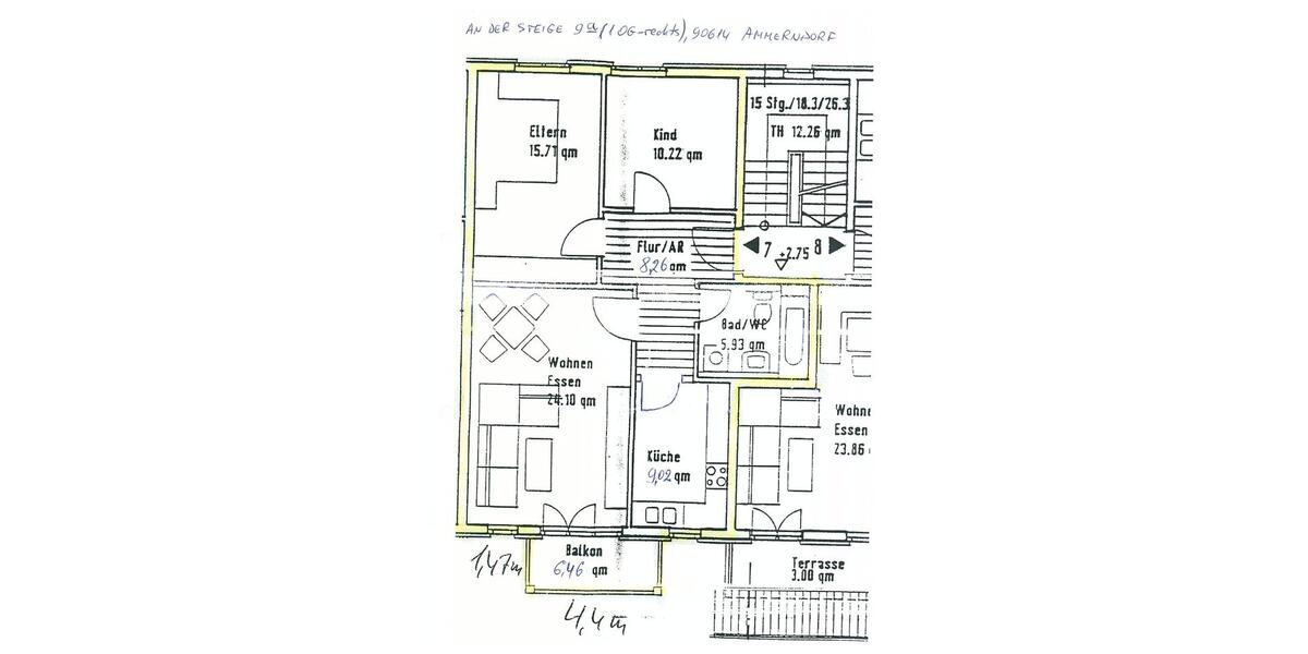 Etagenwohnung Ammerndorf - 3 Zimmer, 74 m&sup2;, 800&euro; | Angebot:26651985