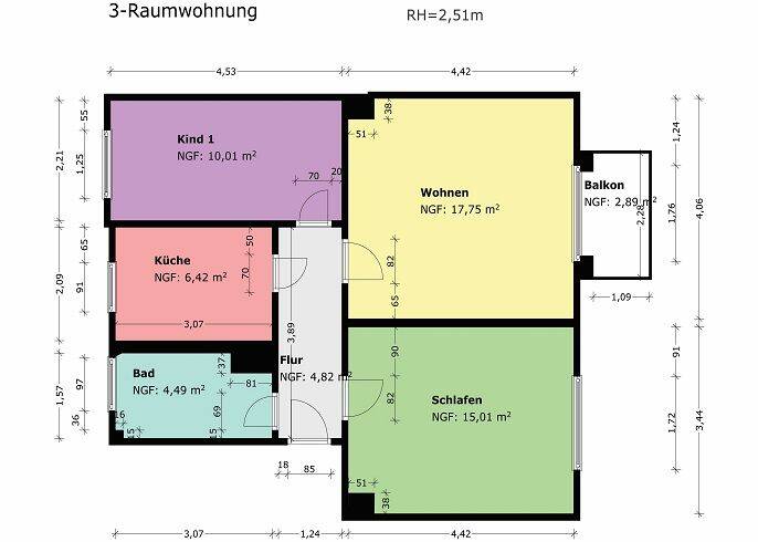 Etagenwohnung Oschersleben - 3 Zimmer, 60 m&sup2;, 366&euro; | Angebot:26503151