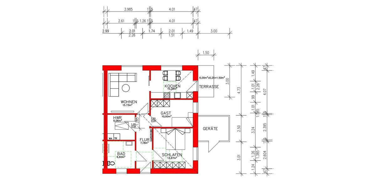 Erdgeschoßwohnung Rhauderfehn - 3 Zimmer, 70 m&sup2;, 850&euro; | Angebot:26676490