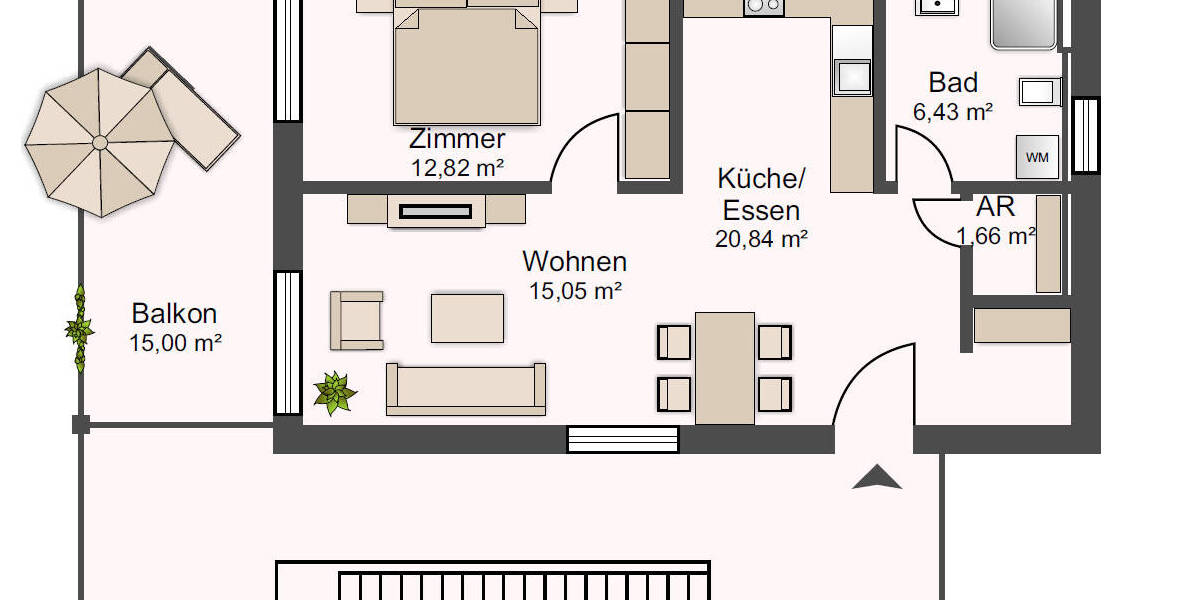 Etagenwohnung Aalen Unterkochen - 2 Zimmer, 64 m&sup2;, 965&euro; | Angebot:26017847