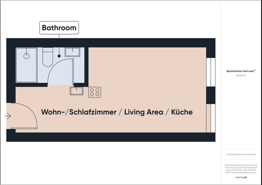 DIE ZimmerEI | Möblierte 1-Zimmer-Wohnung an der Berufsschule in Wilhelmsburg | Basic Bude