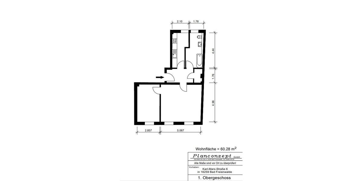 Etagenwohnung Bad Freienwalde (Oder) - 2 Zimmer, 67 m&sup2;, 610&euro; | Angebot:25112696