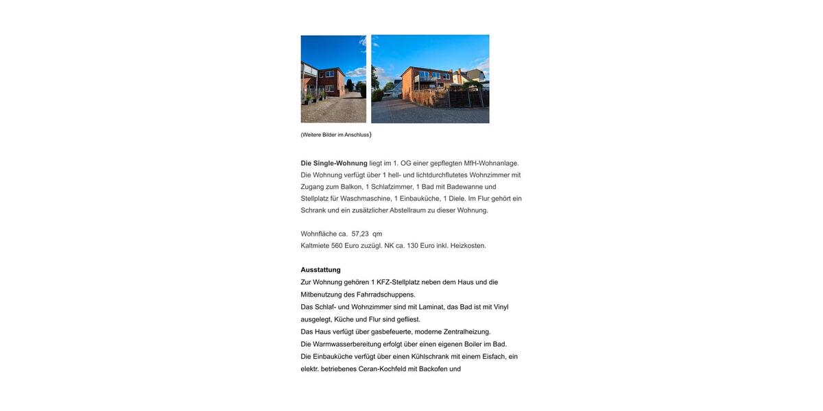 Etagenwohnung Rotenburg (Wümme) - 2 Zimmer, 57 m&sup2;, 560&euro; | Angebot:26503760