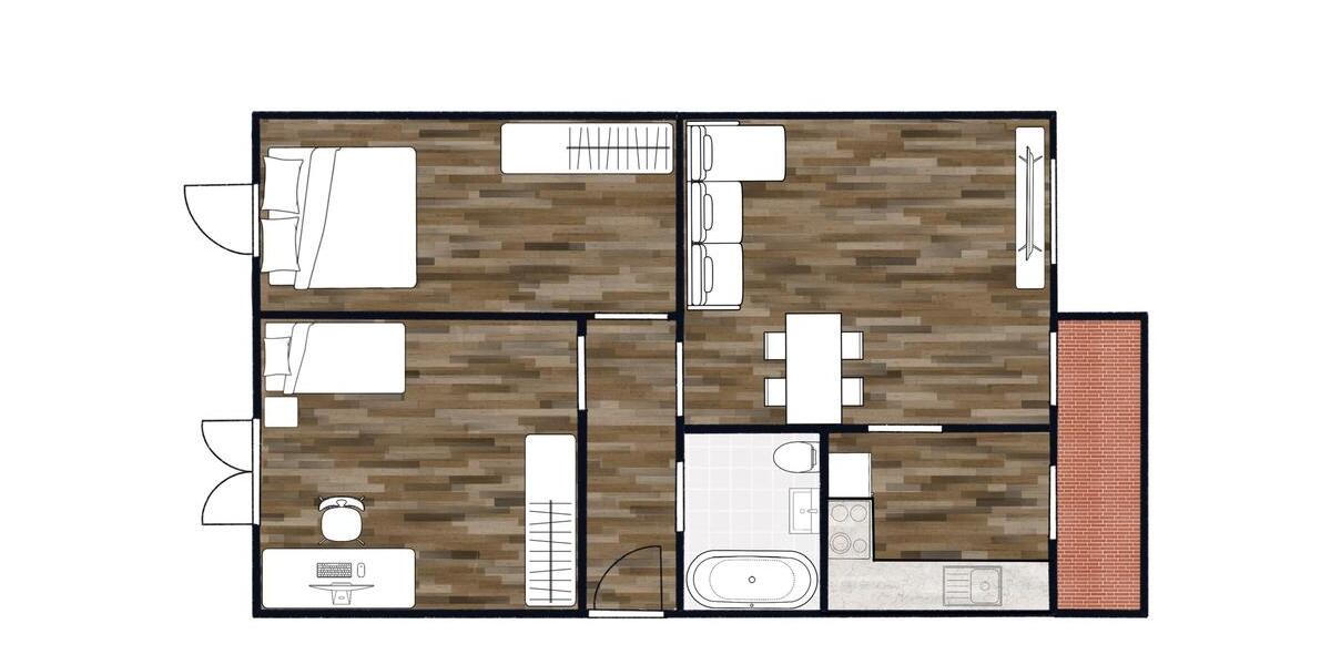 Etagenwohnung Greifswald Groß Schönwalde - 3 Zimmer, 59 m&sup2;, 650&euro; | Angebot:26588139