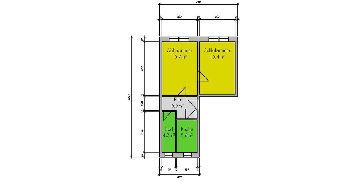 Etagenwohnung Amt Creuzburg Creuzburg - 2 Zimmer, 46 m&sup2;, 329&euro; | Angebot:26558017