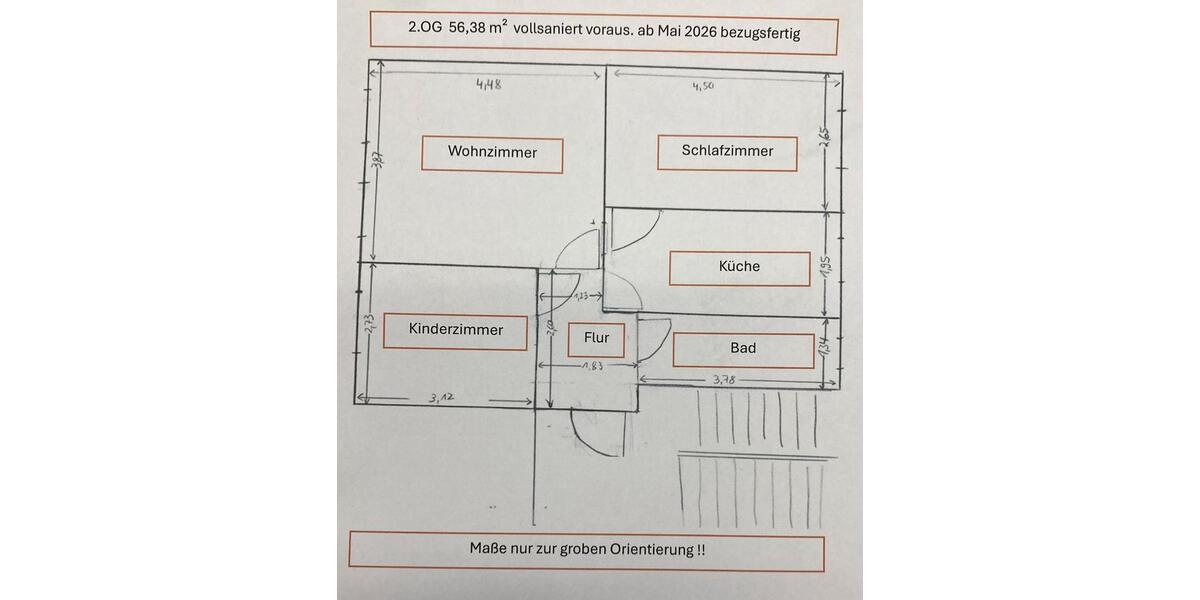 Etagenwohnung Zörbig - 3 Zimmer, 56 m&sup2;, 365&euro; | Angebot:25255782