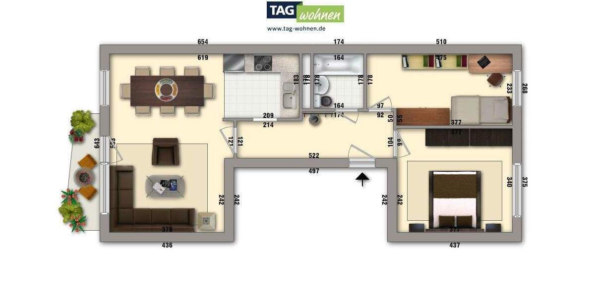 Etagenwohnung Gotha Gotha West - 3 Zimmer, 59 m&sup2;, 360&euro; | Angebot:25916535