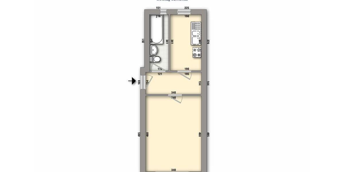 Etagenwohnung Nordhausen - 1 Zimmer, 32 m&sup2;, 200&euro; | Angebot:25650530