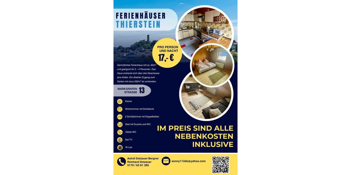 Wohnen auf Zeit Thierstein - 4 Zimmer, 60 m&sup2;, 17&euro; | Angebot:17111582