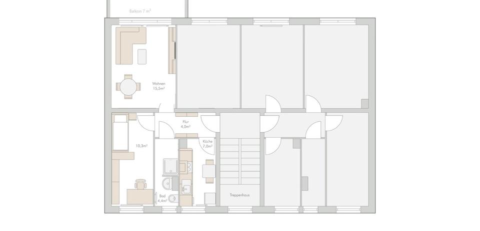 Kernsanierte 2 Raumwohnung mit großzügigen Balkon 2 zimmer