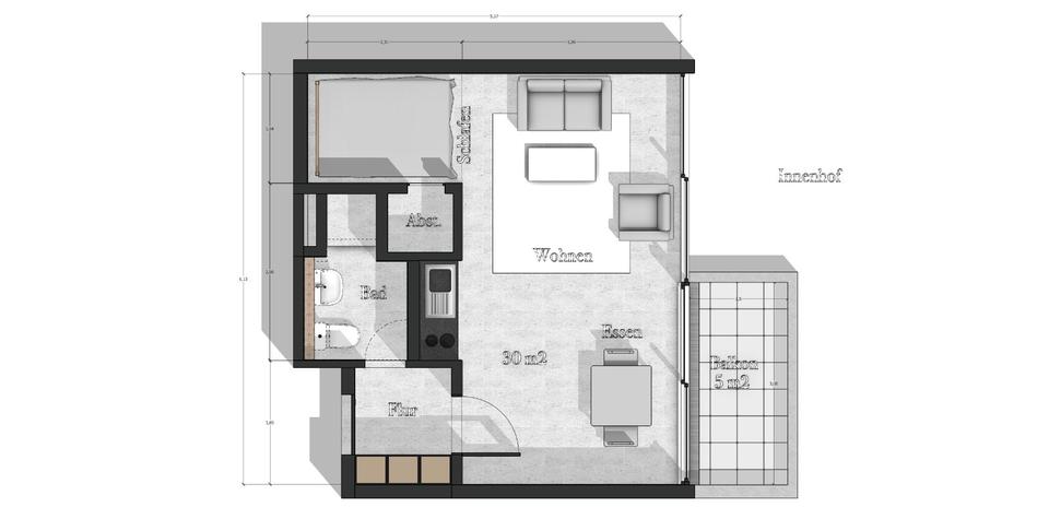 Etagenwohnung Düsseldorf Stadtbezirk 3 - 1 Zimmer, 36 m&sup2;, 870&euro; | Angebot:26518369