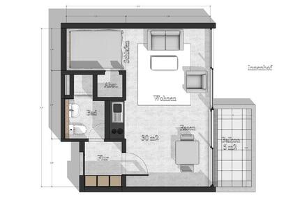 Wohnung Düsseldorf Stadtbezirk 3 - 1 Zimmer, 36 m&sup2;, 870&euro; | Angebot:26518369