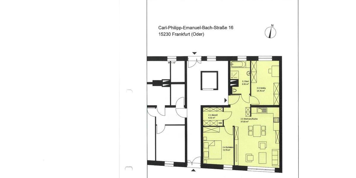 Erdgeschoßwohnung Frankfurt (Oder) - 2 Zimmer, 77 m&sup2;, 770&euro; | Angebot:25905720