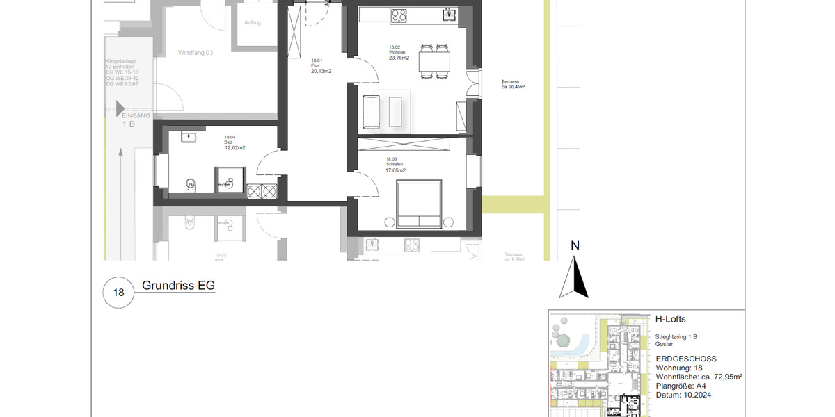 Erdgeschoßwohnung Goslar Jürgenohl - 2 Zimmer, 78 m&sup2;, 1.029&euro; | Angebot:24983529