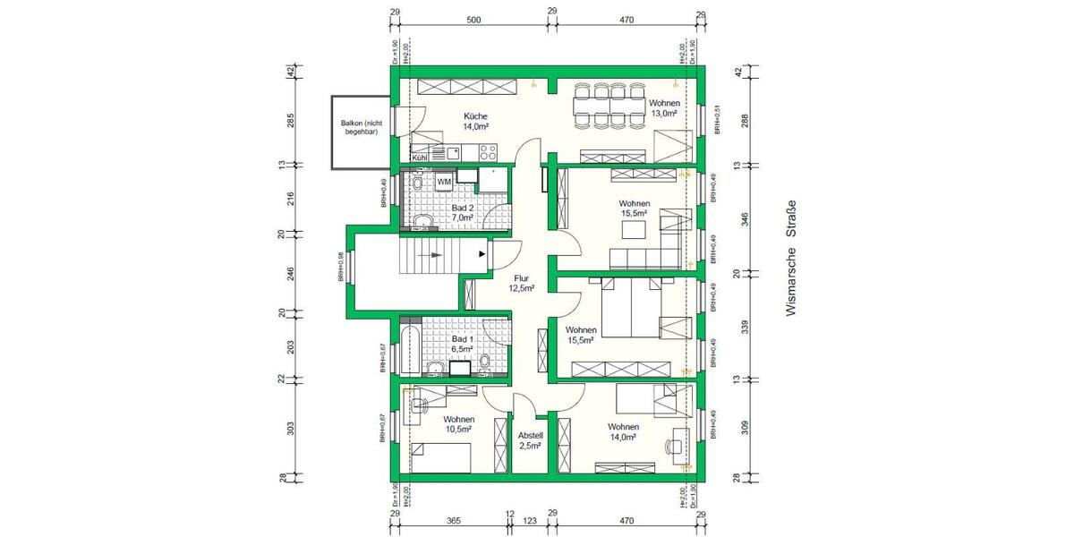 Dachgeschoßwohnung Schwerin - 5 Zimmer, 111 m&sup2;, 1.110&euro; | Angebot:25991798