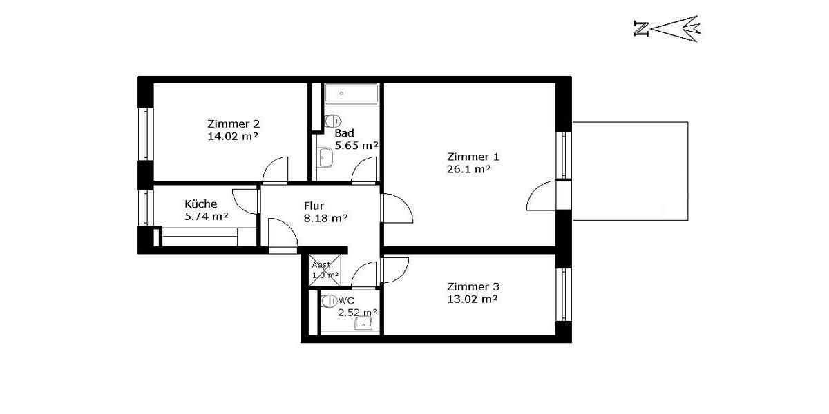 Erdgeschoßwohnung Norderstedt - 3 Zimmer, 81 m&sup2;, 876&euro; | Angebot:26647437