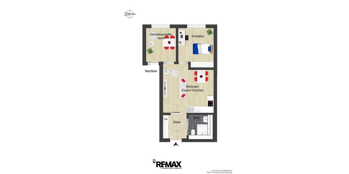 Etagenwohnung Magdeburg - 2 Zimmer, 49 m&sup2;, 791&euro; | Angebot:26462687