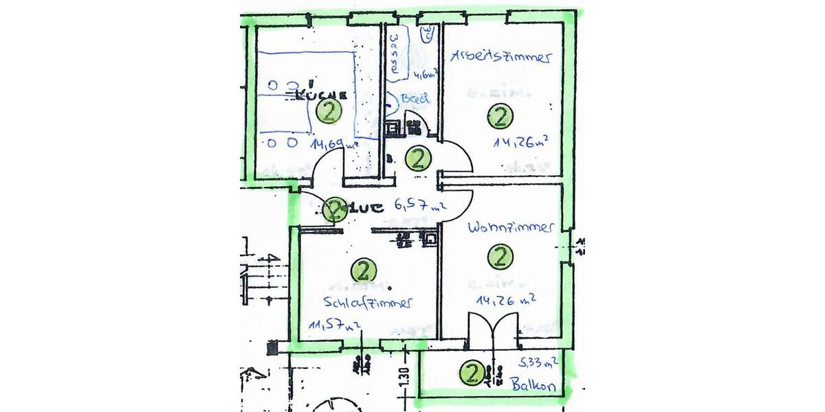 Hochparterre Baden-Baden Baden - 3 Zimmer, 69 m&sup2;, 980&euro; | Angebot:26044415