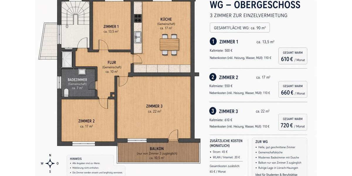 Wohnen auf Zeit Lörrach Brombach - 1 Zimmer, 22 m&sup2;, 720&euro; | Angebot:26276633