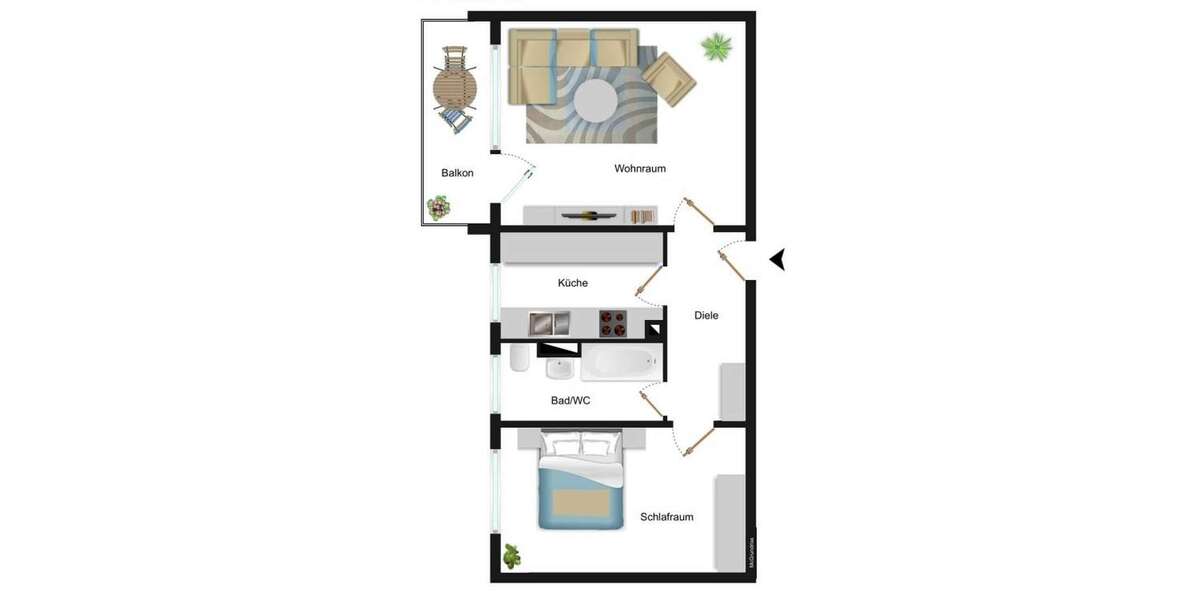 Etagenwohnung Bischofsheim - 2 Zimmer, 66 m&sup2;, 890&euro; | Angebot:25180662