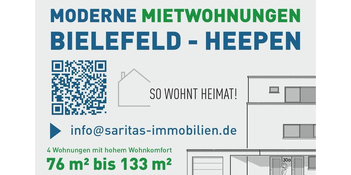 Erdgeschoßwohnung Bielefeld Mitte - 2 Zimmer, 76 m&sup2;, 1.153&euro; | Angebot:26023923