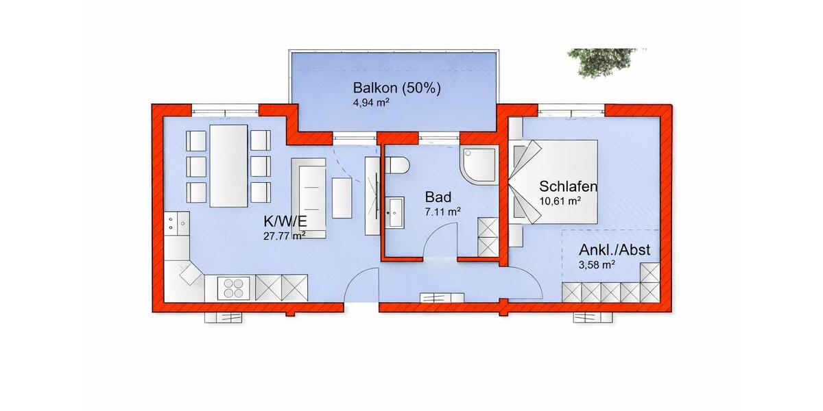 Etagenwohnung Pfarrkirchen - 1 Zimmer, 54 m&sup2;, 685&euro; | Angebot:26180630
